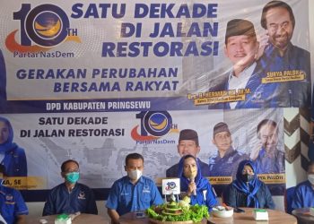 DPD Partai Nasdem Kabupaten Pringsewu Merayakan HUT Ke-10. Acara Ini Bertajuk Satu Dekade di Jalan Restorasi. Sumber: Herry Alam.