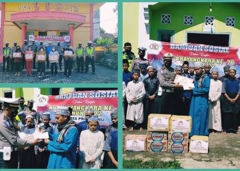 Polres Pringsewu Bagikan Bantuan Sosial