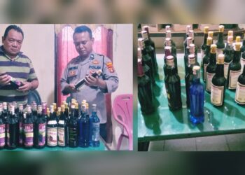 Polsek Gadingrejo Sita Puluhan Botol Miras